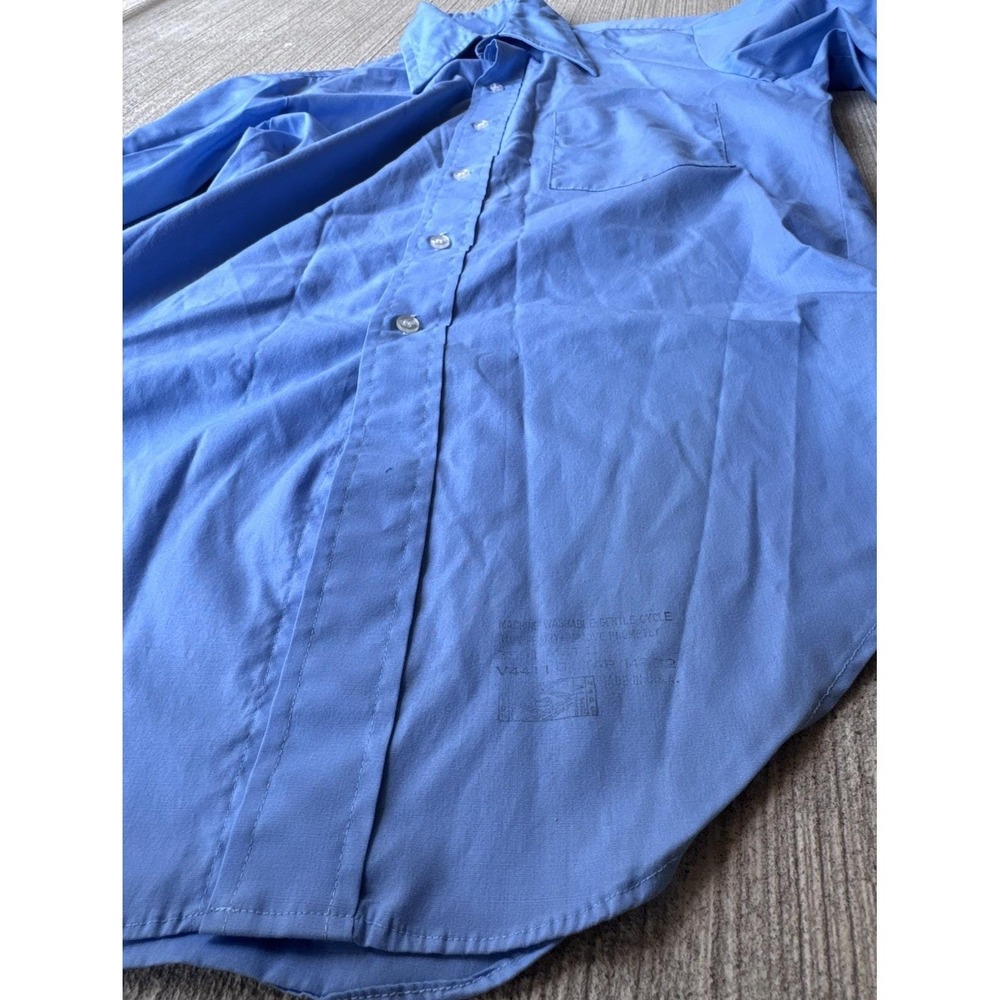 Vintage Arrow Kent Collection Shirt Mens 14.4 -32 Blue Button Up Long Sleeve 70s - Picture 11 of 12